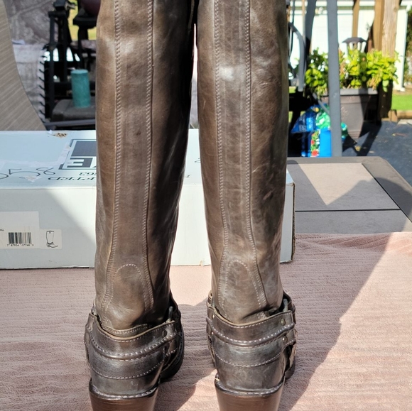 Frye Dark Brown Carmen Leather Boots - Picture 4 of 9